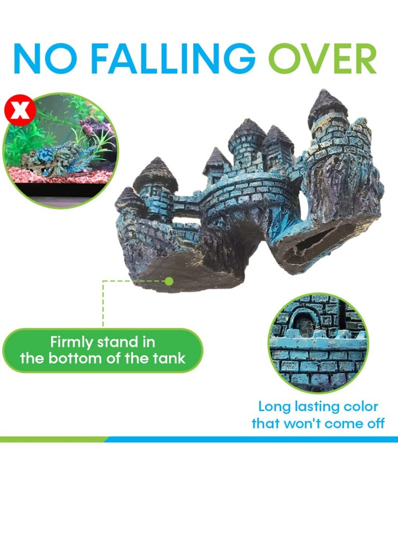 زينات حوض السمك قلعة، منزل للاختباء لسمكة الذهب، إكسسوارات كهف أكواريوم واقعية للمياه المالحة والعذبة، زينة منزلية لحوض صغير إلى كبير سعة 5-150 جالون - Image 5